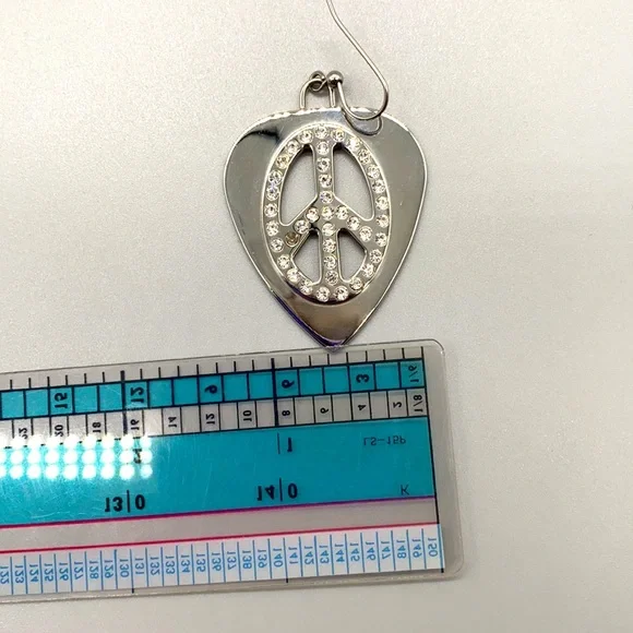 Fun stainless steel heart shaped peace earrings with clear crystals 💜 - Picture 4 of 5